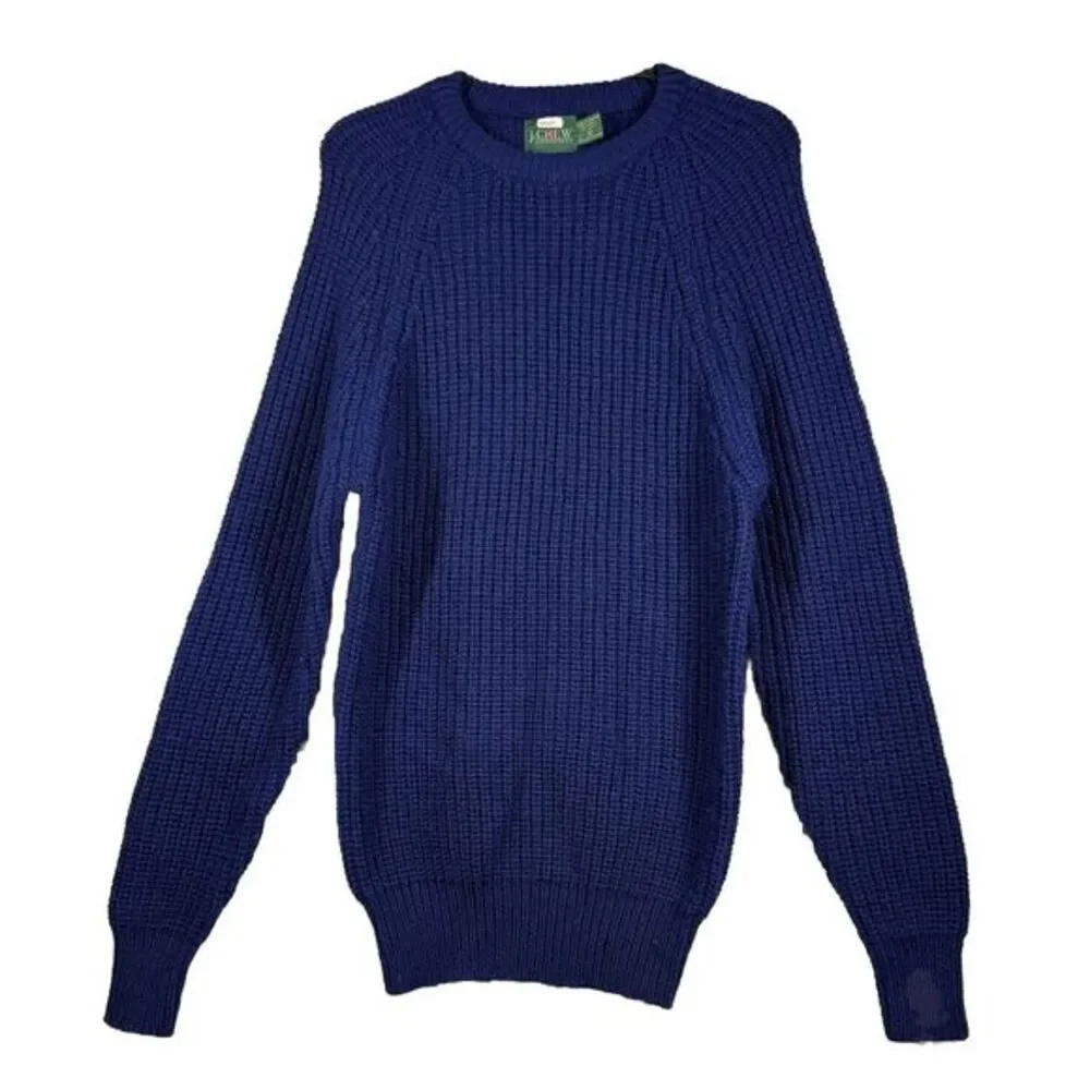 J Crew Sweater Mens Small Blue 100% Wool Grandpa Dad‎ VTG 90s